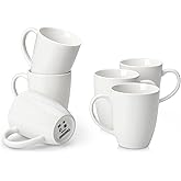 vancasso White Ceramic Coffee Mug Set of 6, 12 Oz Tea Cups with Handle for Latte, Tea, Cappuccino, Milk, Cocoa, Microwave&Dishwasher Safe