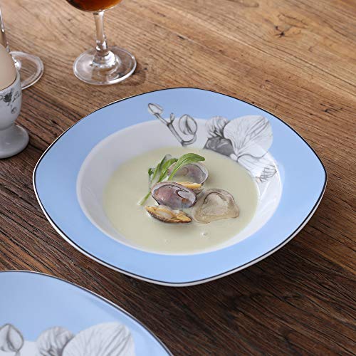 image for VEWEET 4-Piece Porcelain Soup Plate Sets, Ceramic Ivory White 6-Ounce 