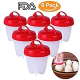 Yeahbeer Egg Cooker Hard & Soft Make,Non Stick Silicone,No Shell,Boiled,Poacher, Steamer, AS SEEN ON TV,6 pack