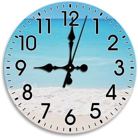 Quiet Long Lasting Nice Round Wall Clock Frameless Time Arabic Numbers Diameter (Clear, 9.8inch)