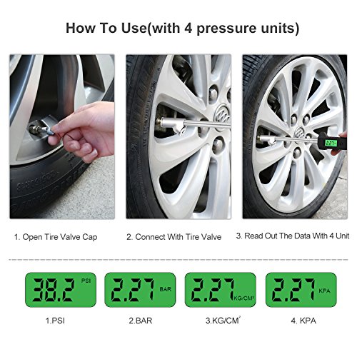 Geartronics Digital Tire Pressure Gauge Dual Head 200 PSI Heavy Duty Tire Gauge For Truck Car 4 Setting With Backlight LCD