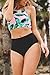 SEASELFIE Women's Two Piece High Neck Bikinis Swimsuits Modest Crop Top Bathing Suits for Teens, Leaves, M