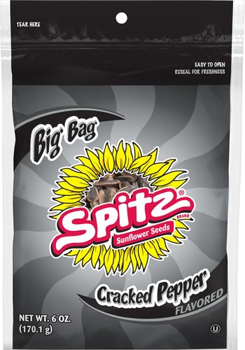 SPITZ SUNFLOWER SEEDS, CRACKED PEPPER, 6OZ BAG