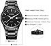 Voeons All Black Steel Band Watches for Men Classic Stainless Steel Watch Casual Business Quartz Analog Wrist Watch with Calendar