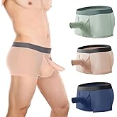 Cerahome Men's Dual Pouch Underwear Bulge Boxer Briefs Separated Pouch See-through Redundant Prepuce Physical Therapy Trunks