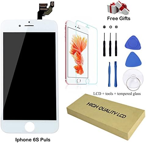 LCD Screen Replacement Kit for iphone 6S Plus, All Preinstalled Digitizer Glass, Assembly Repair Tool for White I Phone Six S Touch Display, Digital Touchscreen Full Frame for Cracked, DIY Video Ebook