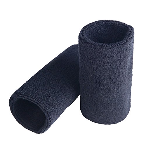 HBY 3 Pairs Long Athletic Thick Cotton Wristband Sweatband for Sports