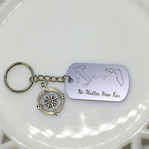 No Matter How Far Engraved Keychain