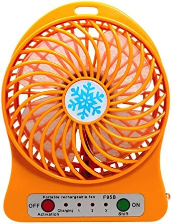 Mini Fan Fonxian Portable USB Fan Rechargeable Battery Powered with 3-level Speed (Orange)