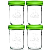 Nellam Baby Food Storage Containers - Leakproof, Airtight, Glass Jars for Freezing & Homemade Babyfood Prep - Reusable, BPA Free, 4 x 8oz Set, that is Microwave & Dishwasher Safe