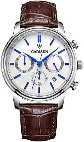 Cadisen Vintage Gold Mens Luxury Sports Chronograph Leather Quartz Watches