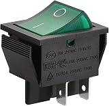 Heschen Rocker Switch ON-OFF DPST 4 Terminals Green Light 16A 250VAC 2Pack view 9