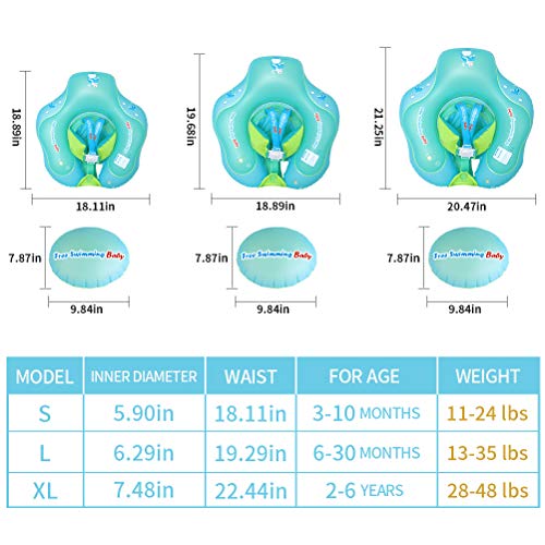 [New Upgrade Version] Inflatable Baby Swimming Float with Safe Bottom Support and Swim Buoy Floats for Safer Swims (Upgrade Blue, XL) - Thumbnail 6