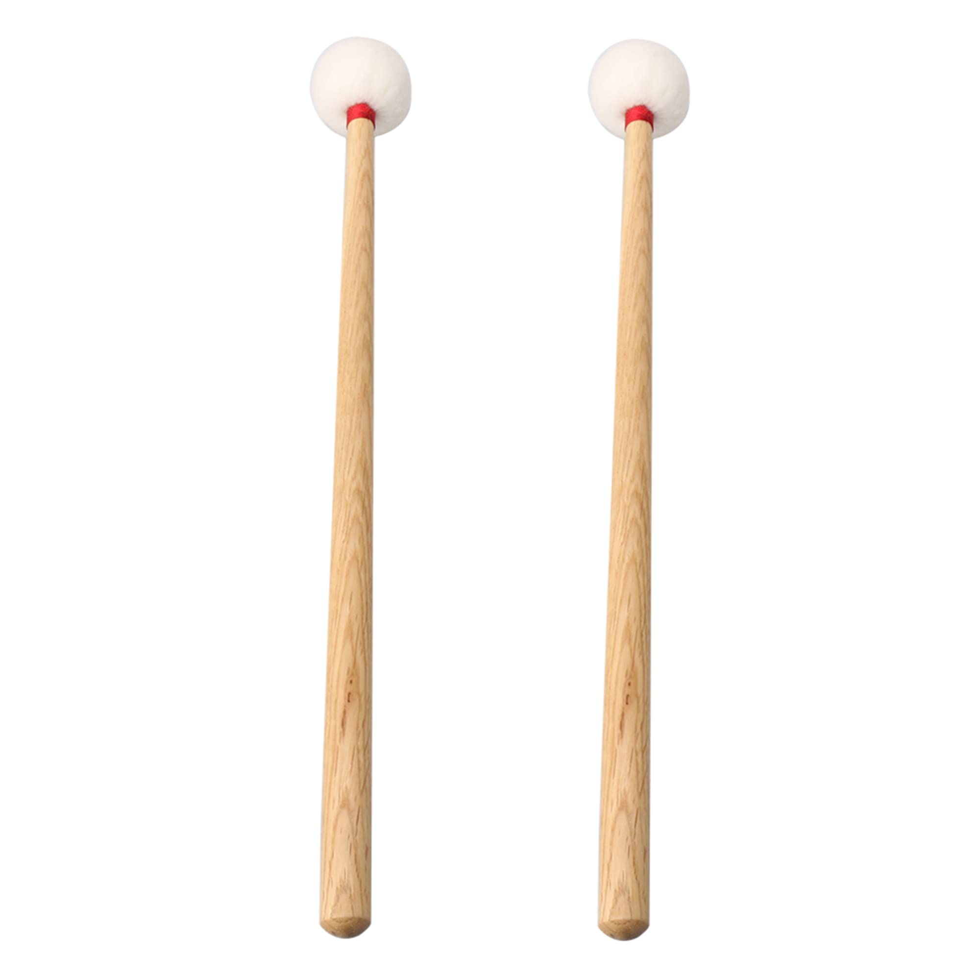 Yibuy 2Pcs 14.7inch Length Medium Hardness Maple White Hammerhead Timpani Felt Mallet Dia 39mm