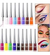 Permotary 16 PCS Matte Colorful Liquid Eyeliner Set Neon Eye Liners Pen,Waterproof Long Lasting Q...