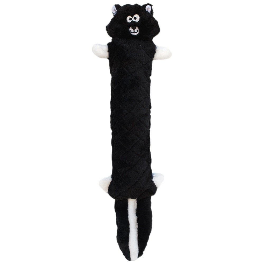 ZippyPaws - Jigglerz Tough No Stuffing Squeaky Plush Dog Toy with Crinkle Head and Tail - Skunk