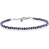 InfinityGemsArt Natural Stone Beads Dainty Bracelet Jewelry for Women, Crystals and Gemstones Birthstone 925 Sterling Silver Chain 8 inch Gifts For her