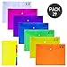 Supla 28 Pcs 7 Colors Poly Envelopes Paper File Document Folders with Snaps Button Closure and 1 Pcs Ruled Note Diveder Sticky Note Tabs with Lines Sticky Page Divider Tabs Bookmark Stick 4