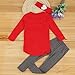 puseky Toddler Baby Girls Heart Long Sleeve Shirt Leggings Pant & Headband Outfits Set (3T, Red)