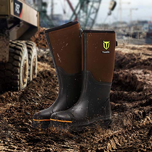 TIDEWE Rubber Work Boot for Men with Steel Toe & Shank, Waterproof Anti