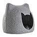 Furhaven Pet Cat Bed Furniture | Cat Shape Cutout Felt Pet House Private Den Hideout Pet Bed for Cats & Small Dogs, Heather Gray, One Sizethumb 3