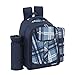 VonShef 2 Person Blue Picnic Backpack Hamper with Cooler Compartment Includes Tableware & Fleece Blanket