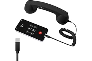 GENERIC Retro Phone Handset for iPhone & Android, Cell Phone Receiver with Microphone & Speaker,90s Style Prop for Photos, Classic Vintage Telephone Receiver for Cell Mobile Phones (Black)