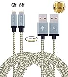 Mscrosmi 2Pack 6ft Nylon Braided Lightning Cable USB Cord Charging Cable for iphone 6s, 6s plus, 6plus, 6, 5SE,5s 5c 5,iPad Mini, Air,iPad5,iPod. Compatible with iOS9.(Gold&Gray)