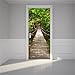 MISSSIXTY Door Sticker, 3D Drawbridge Forest Door Mural Decals Wall Murals Wallpaper Vinyl Removable Stickers for DIY Home Decor Poster Decoration 30.3