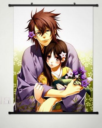Wall Scroll Poster Fabric Painting For Anime Hakuouki Yukimura Chizuru &amp; Okita Souji 801 S