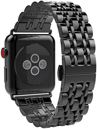 Kanteband Stainless Steel Replacement Band for Apple Watch 42mm Series 3/2/1 with Butterfly Folding Clasp - Adjustment Tools as Free Promotion GIFT, Black