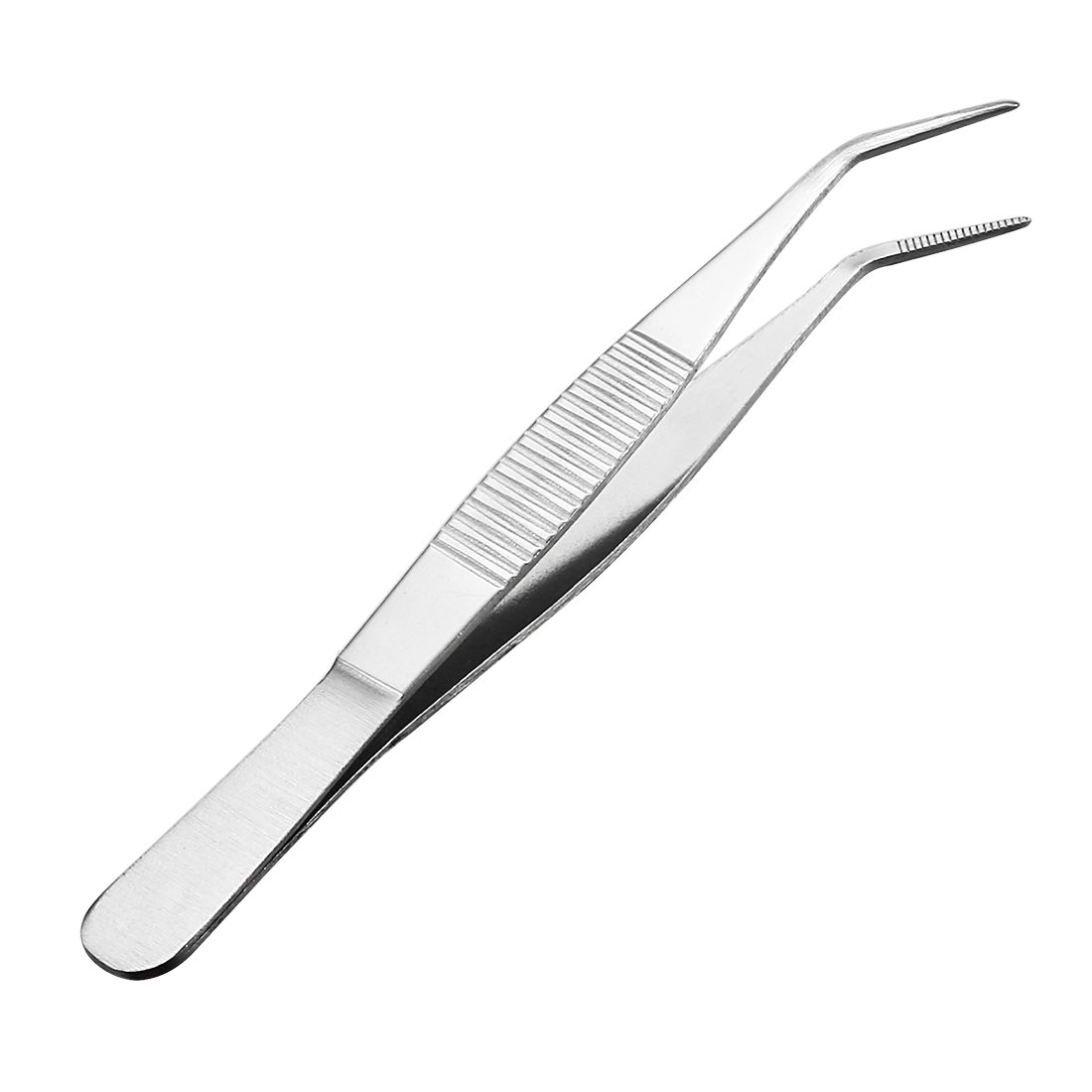 Sourcingmap 5-Inch Stainless Steel Tweezers with Curved Pointed Serrated Tip