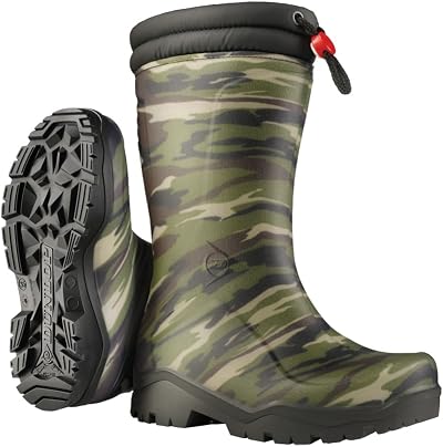 Dunlop Kids Blizzard Unisex Winter Boots Camouflage Black PVC Wellies