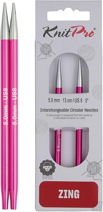 KnitPro Zing Interchangeable Circular Needles 5 Inch 5.00mm Purple Box