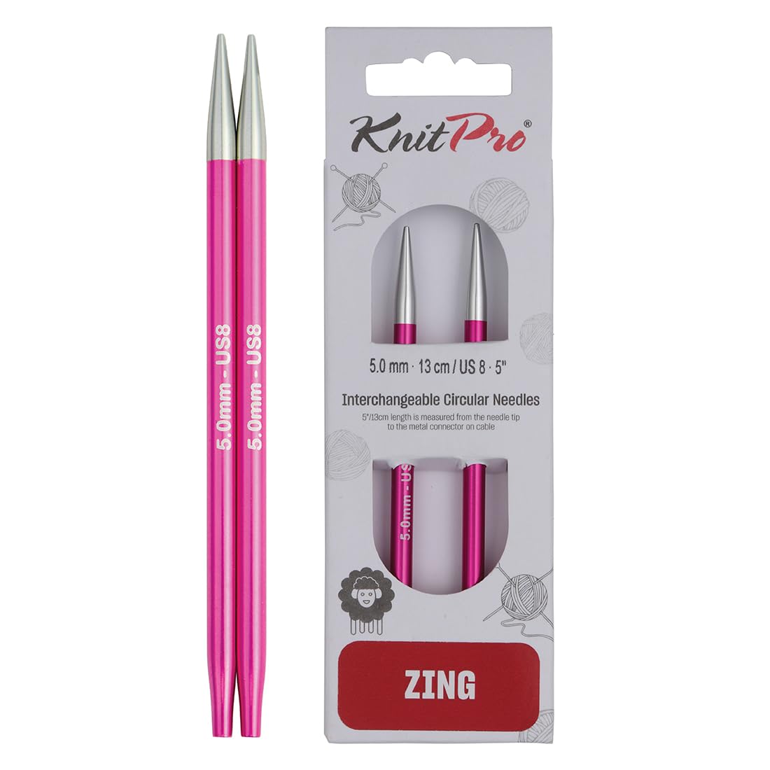 KnitPro Zing Interchangeable Circular Needles 5" (13cm) | 5.00mm — image 1