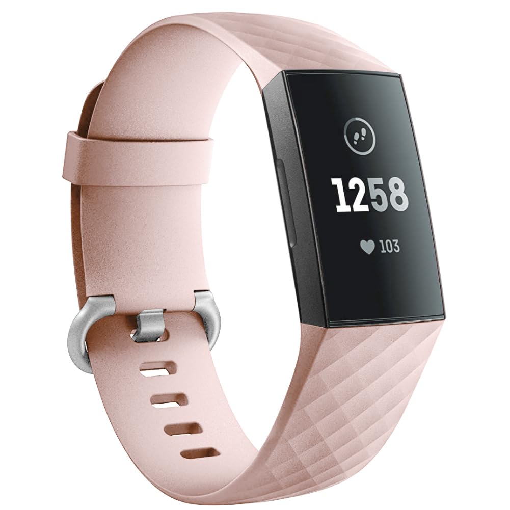 GEAK Strap Compatible for Fitbit Charge 3/4, Adjustable Classic Replacement Wristband, Activity Tracker for Women Men, Small SandPink โ image 1