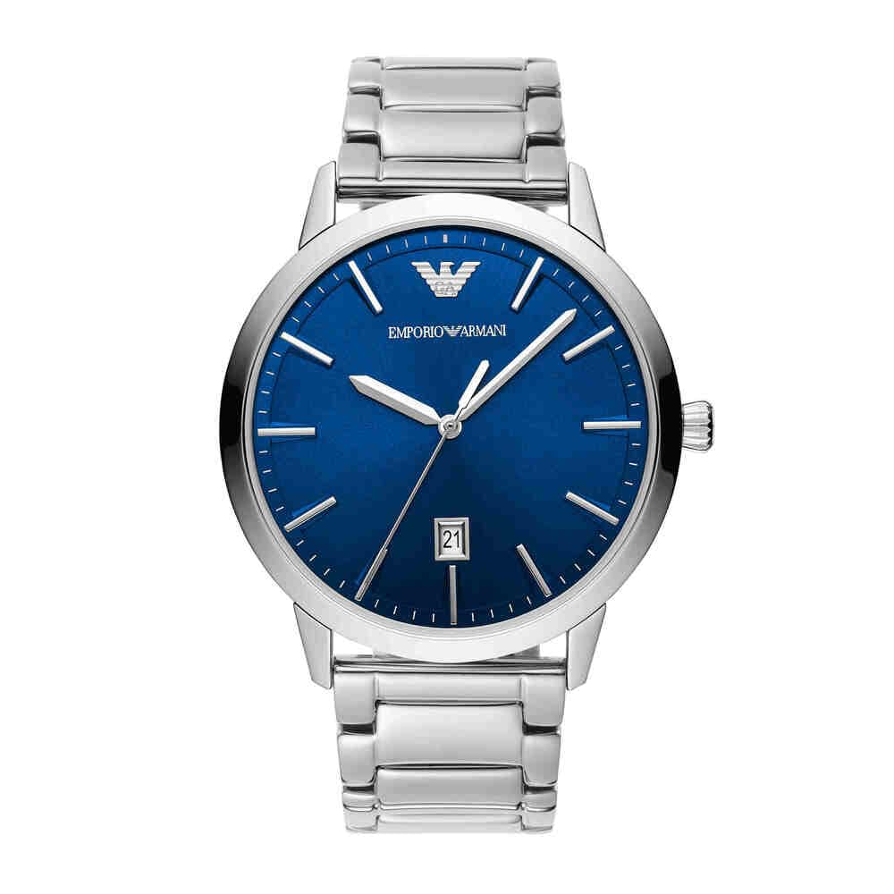 Emporio Armani Watch for Men, Three Hand Date Movement, 43 mm Silver Stainless Steel Case with a Stainless Steel Strap, AR11311