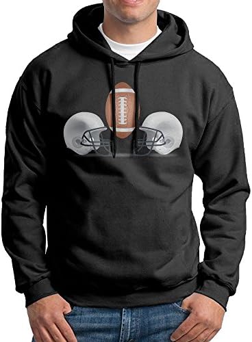 Fashion Men's Athletic American Football Print Soft & Cozy Drawstring Hooded Without Pocket Hooded Sweatshirt Black XL