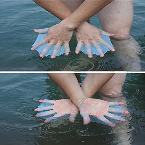 Hosaire 1pair Swimming Gloves Frog Soft Silicone Swimming Fins Flippers Frog Blue