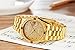 Fanmis Luxury Unisex Gold Crystal Quartz Calendar Gold Tone Stainless Steel Watch