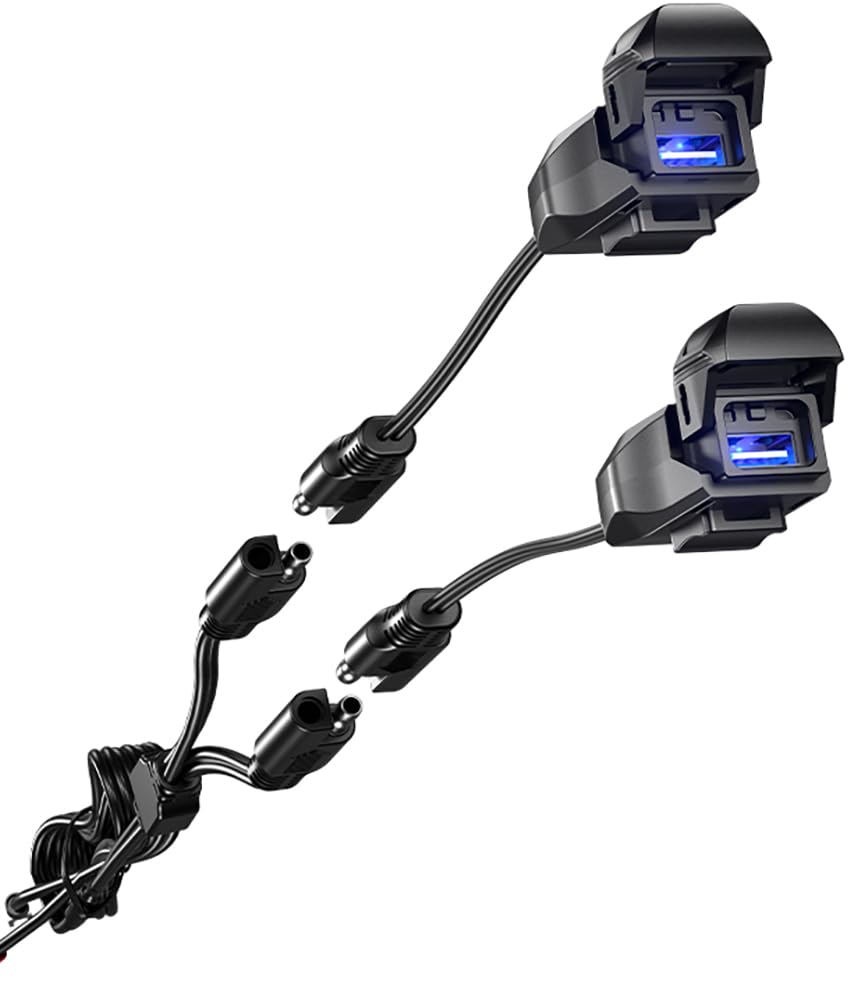 Kaedear(カエディア) バイク USB電源 防水 バイク専用 スマホ 充電 USBポート SAE DC 12V ヒューズ 電源スイッチ. イルミネーション 蓋連動スイッチ アダプター一体構造 SAEコネクター 夜間視認性 整備性良し 超急速充電5V/9V/12V 特許 防水キャップ, 光が導くUSBチャージャ KDR-M3AA (タイプAA)商品画像