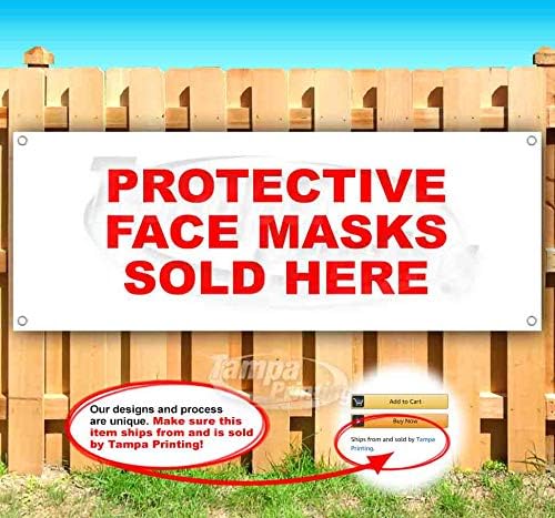 Protective Face Mask Sold Here 13 Oz Heavy Duty Vinyl Banner Sign with Metal Grommets, Flag