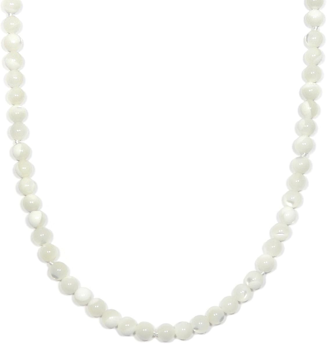 Sterling Silver 4mm MotherofPearl Bead Necklace, 36
