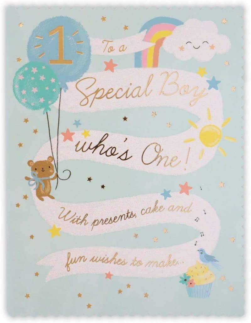 Clintons: Special Boy Text Banner, 1st Birthday, Boy for him 149x195mm 1165921 multi