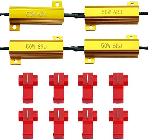 4x 50W 6Ohm LED Load Resistors for LED Turn Signal Lights or LED License Plate Lights (Fix Hyper Flash, Warning Cancellor)
