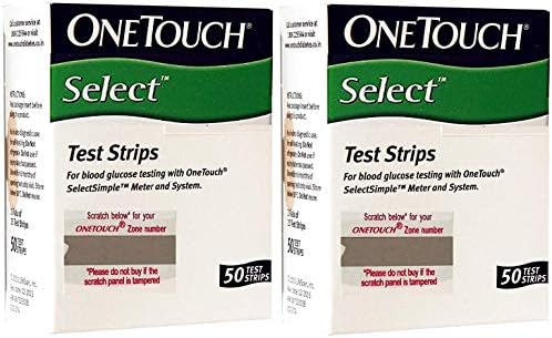 OneTouch Select 100 Test Strips Box (2 Pack of 50 Each)