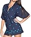 La Leela Hawaiian Shirt Blouses Relaxed Fit Women Button Down Short Sleeves Top Black