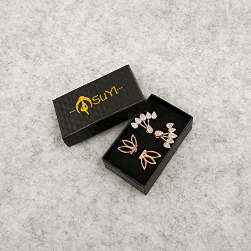 Suyi Fashion Hollow Lotus Flower Earrings Crystal Simple Chic Stud Earrings Set BRG