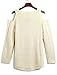 Merryfun Women's Cold Shoulder Sweater Fall Long Sleeve Knit Pullover Tops Beige,L