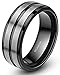 Titanium Rings for Men Black Silver Engagement Wedding Band 8mm
